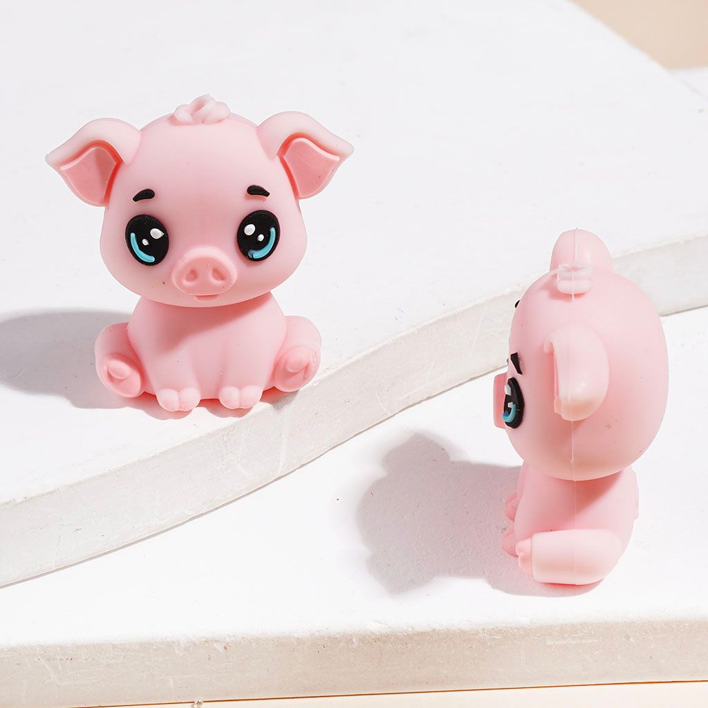 3D Tiger Monkey Elephant Pig Hedgehog in Animal Series Silicone Focal Beads