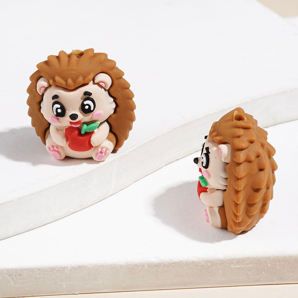 3D Tiger Monkey Elephant Pig Hedgehog in Animal Series Silicone Focal Beads