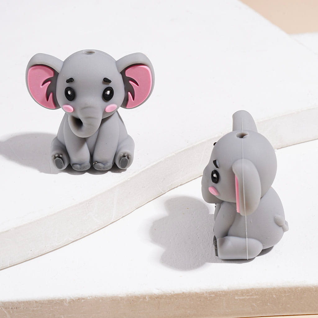 3D Tiger Monkey Elephant Pig Hedgehog in Animal Series Silicone Focal Beads