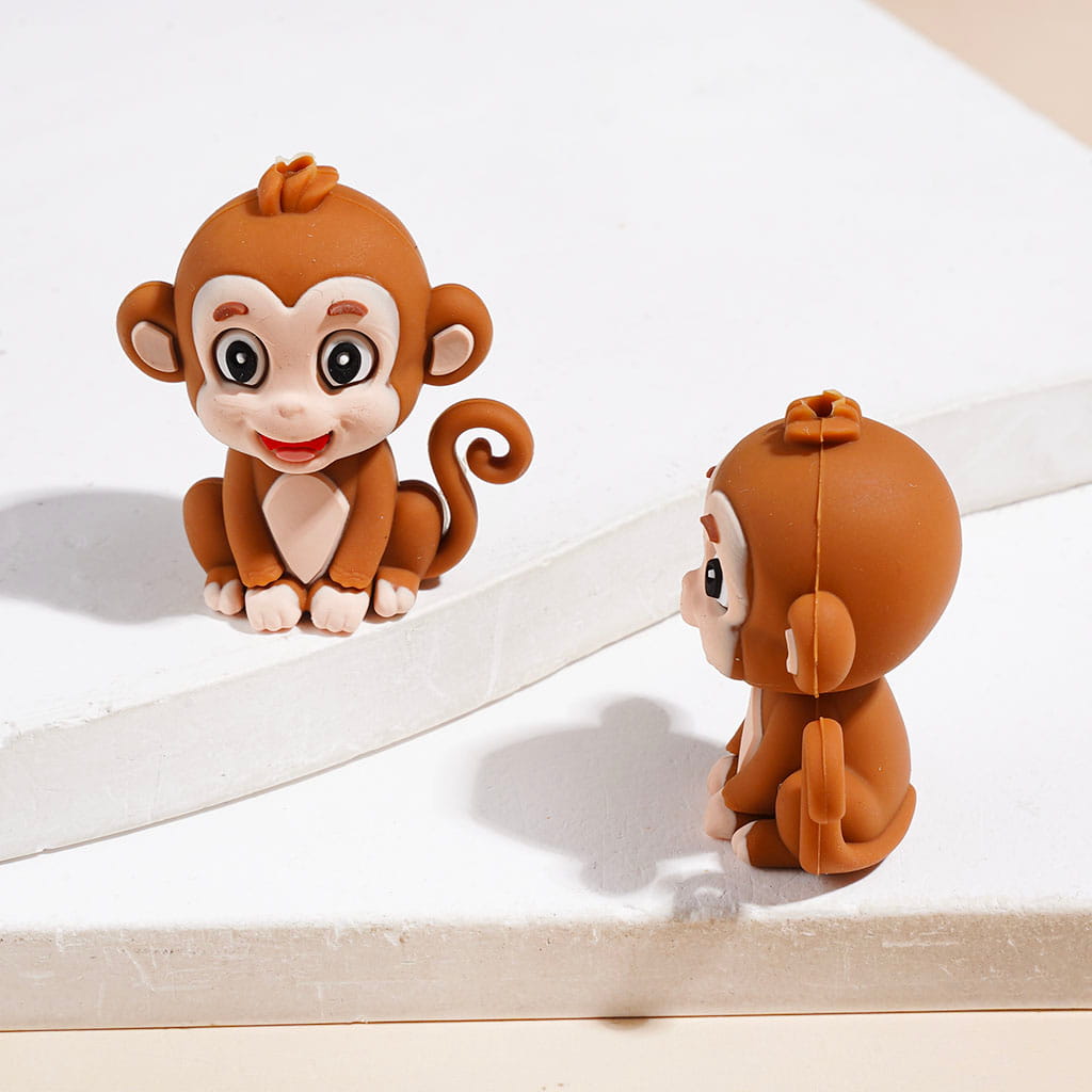 3D Tiger Monkey Elephant Pig Hedgehog in Animal Series Silicone Focal Beads