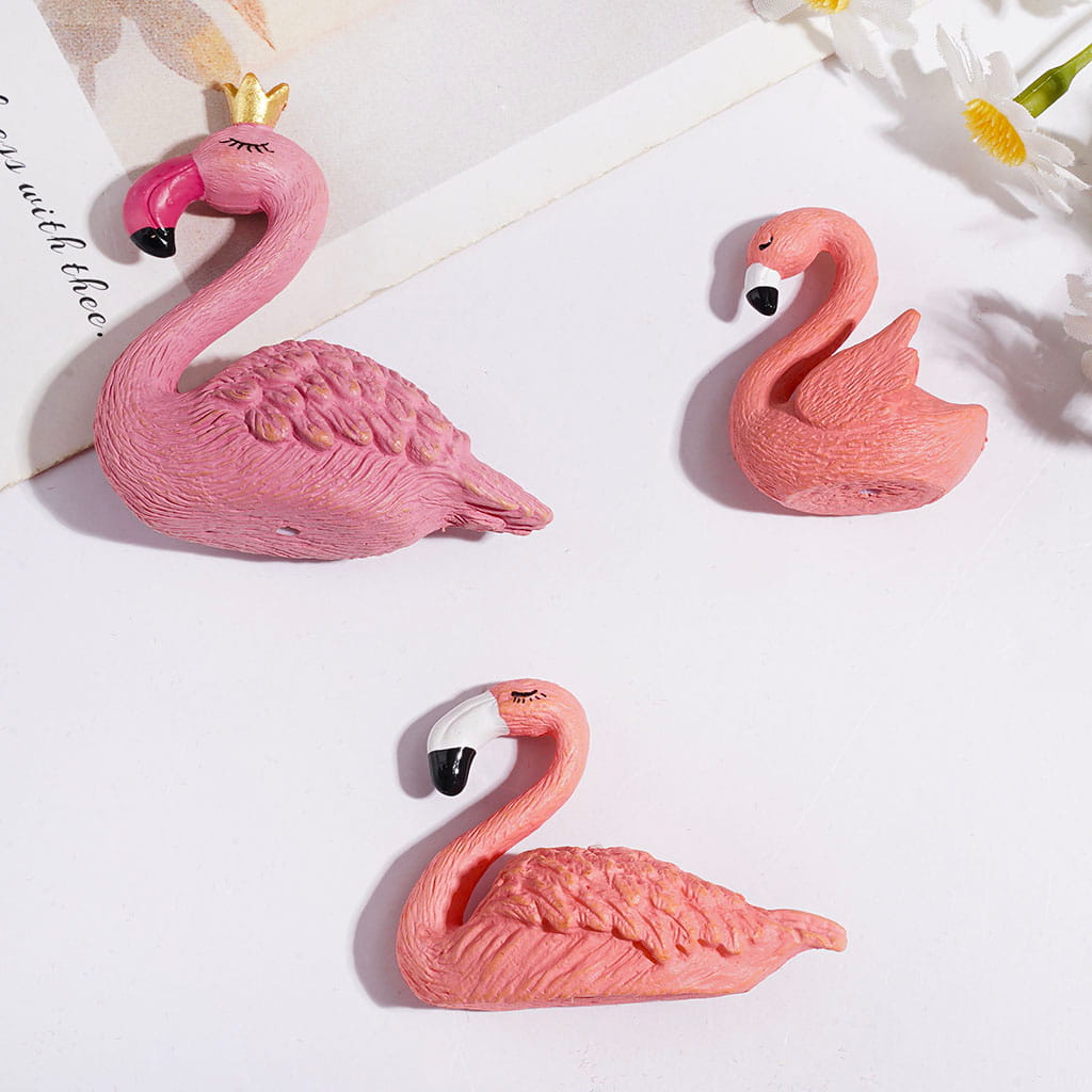 Adorable Sleeping Flamingo Design Pink Acrylic Beads, Small, Medium & Large Sizes, Random Mix (Please Read the Description)