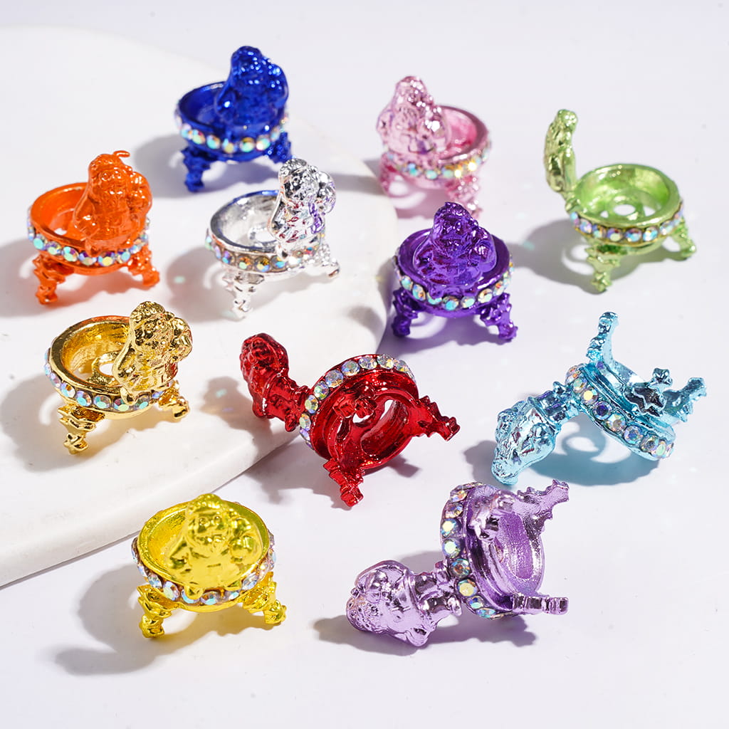 Music Box Metal Bead Cages, Bead Cap with Santa Claus and AB Rhinestones, Jewelry Accessories, 15*22MM Multi-Color Random Mix