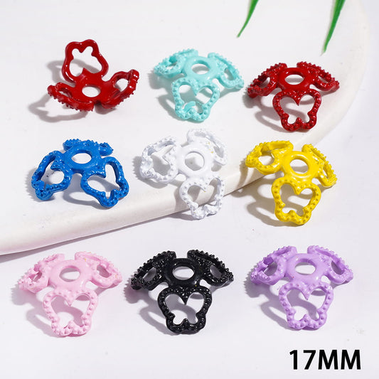 Charming Openwork Butterfly Alloy Bead Cap Cages, 17MM, Assorted Colors, Random Mix, Fits 16MM Beads