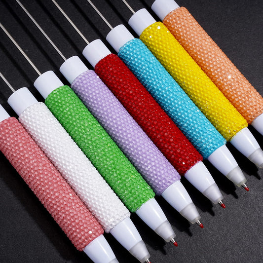 Fully Covered with Solid Color Rhinestones Body  the Entire Pens, Beadable Clay Pens Assorted Colors