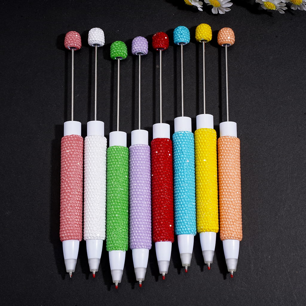 Unique Beadable Clay Ballpoint Pens, Shiny Rhinestones Covered the Entire Pens, Various Colors