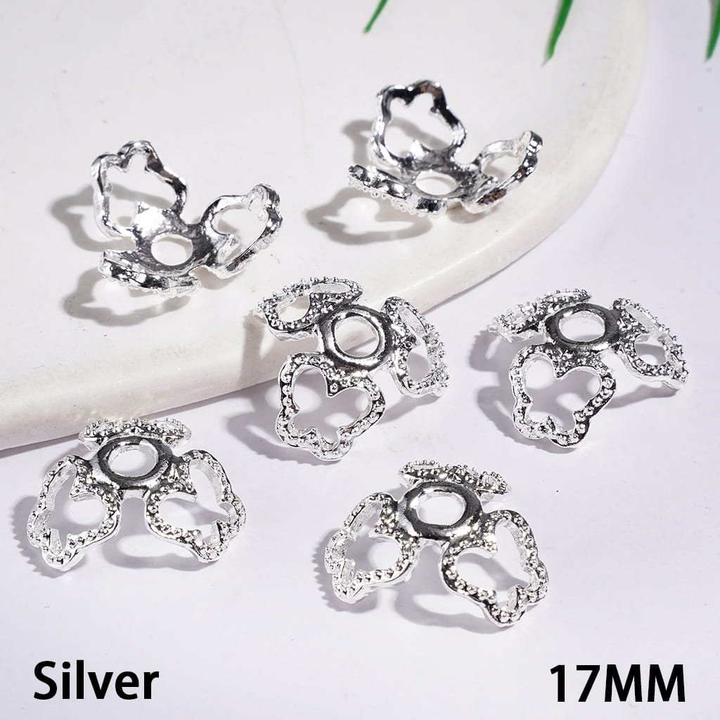 Alloy Beads Cages Hollowed Butterfly, Bead Cap, 17MM Multi-Color (They Fit 16MM Beads)