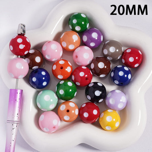 Concavo‑Convex Polka Dot Multi‑Color Round Acrylic Beads 20MM Random Mix