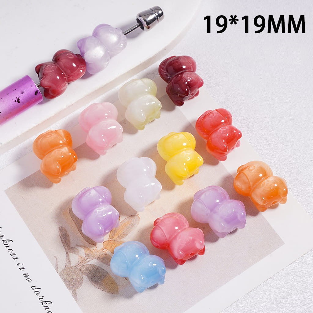 Cat Eye Style Horse with Smiling Face Multi‑Color Acrylic Beads 19*19MM Random Mix