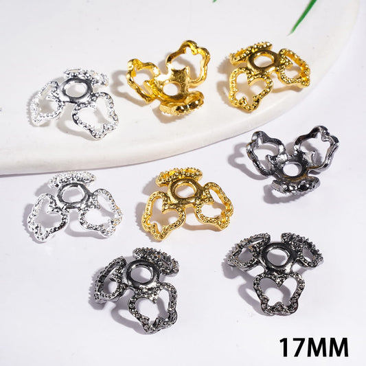 Elegant Butterfly Design Hollow Alloy Bead Cap Cages, 17MM, Multi-Color, (They Fit 16MM Beads)