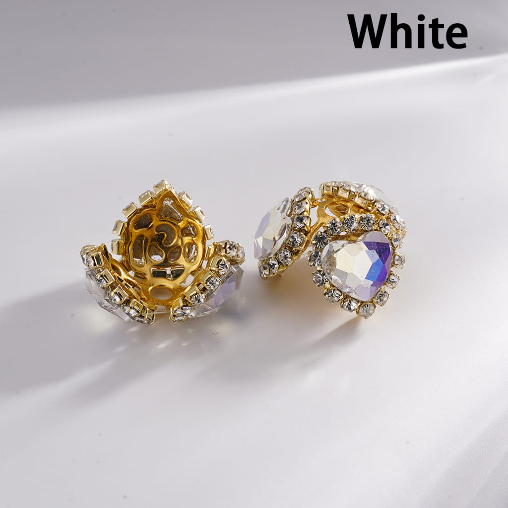 Multi-Color Heart Rhinestone Bead Cages with Clear Chain & Gold Caps Fits 16MM Beads