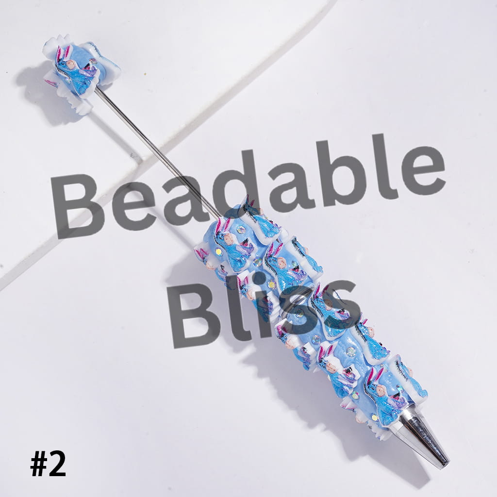Beadable Clay Pens with Cute Donkey Tiger Bear Pig Character Series and AB Rhinestone, Multi-Color