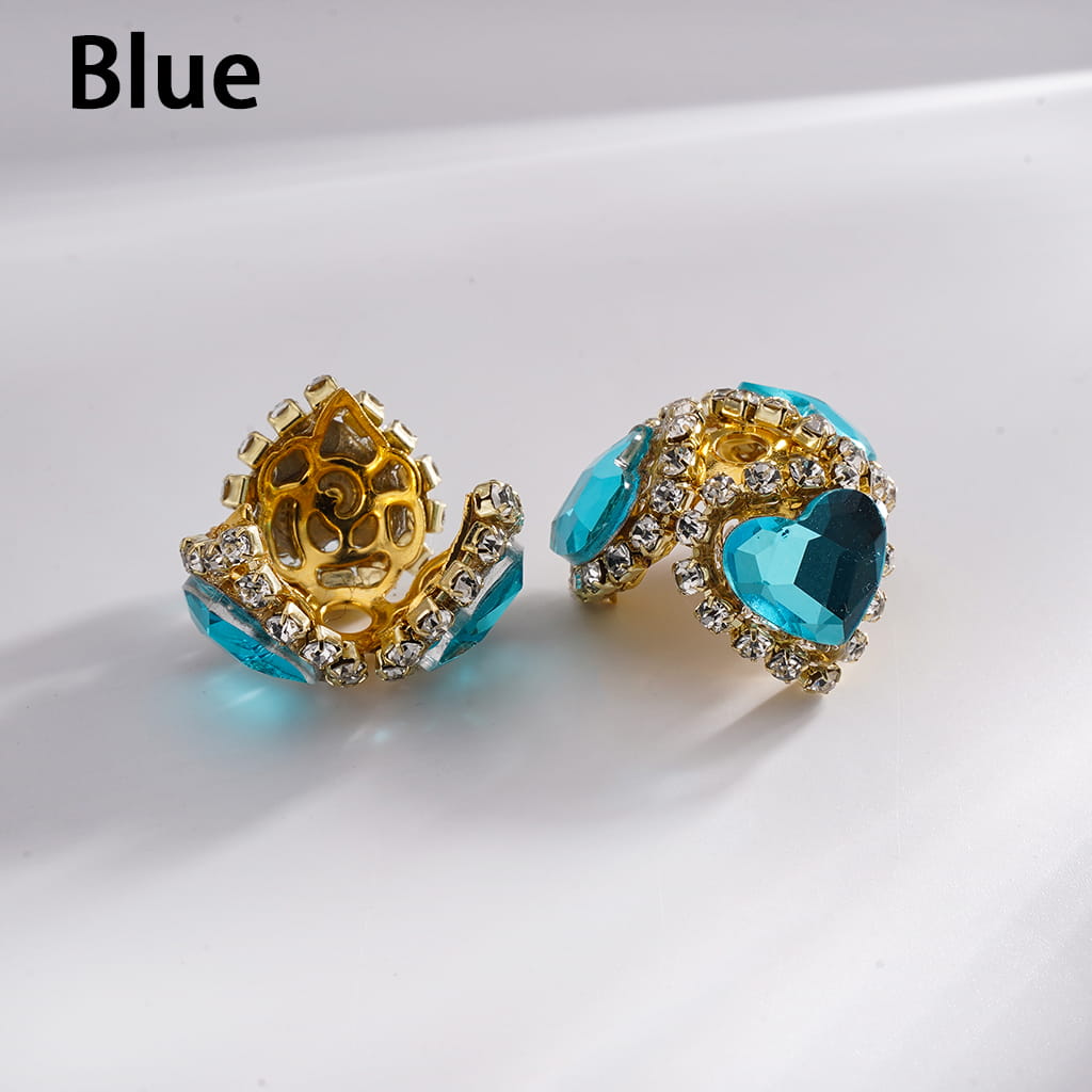 Multi-Color Heart Rhinestone Bead Cages with Clear Chain & Gold Caps Fits 16MM Beads