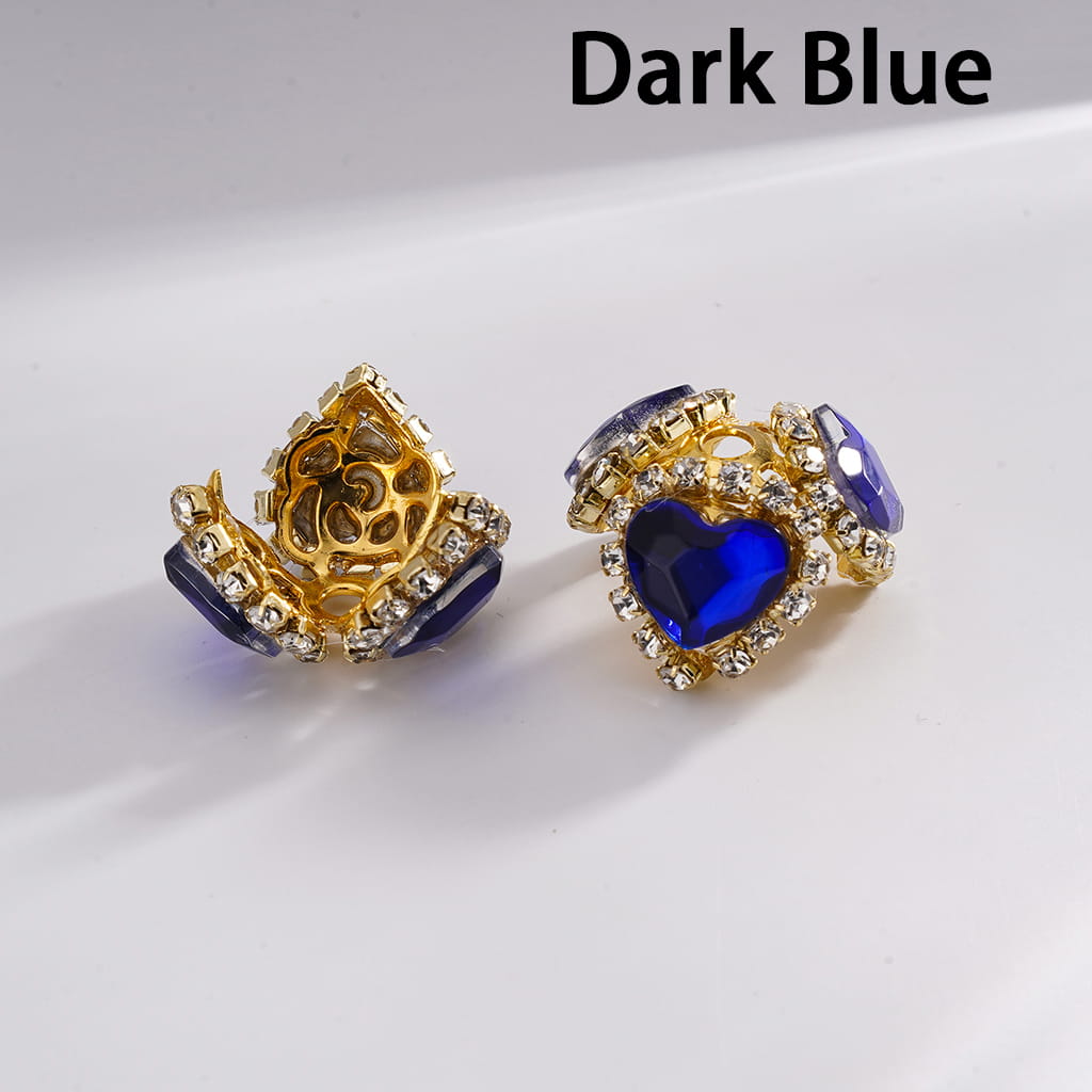 Multi-Color Heart Rhinestone Bead Cages with Clear Chain & Gold Caps Fits 16MM Beads