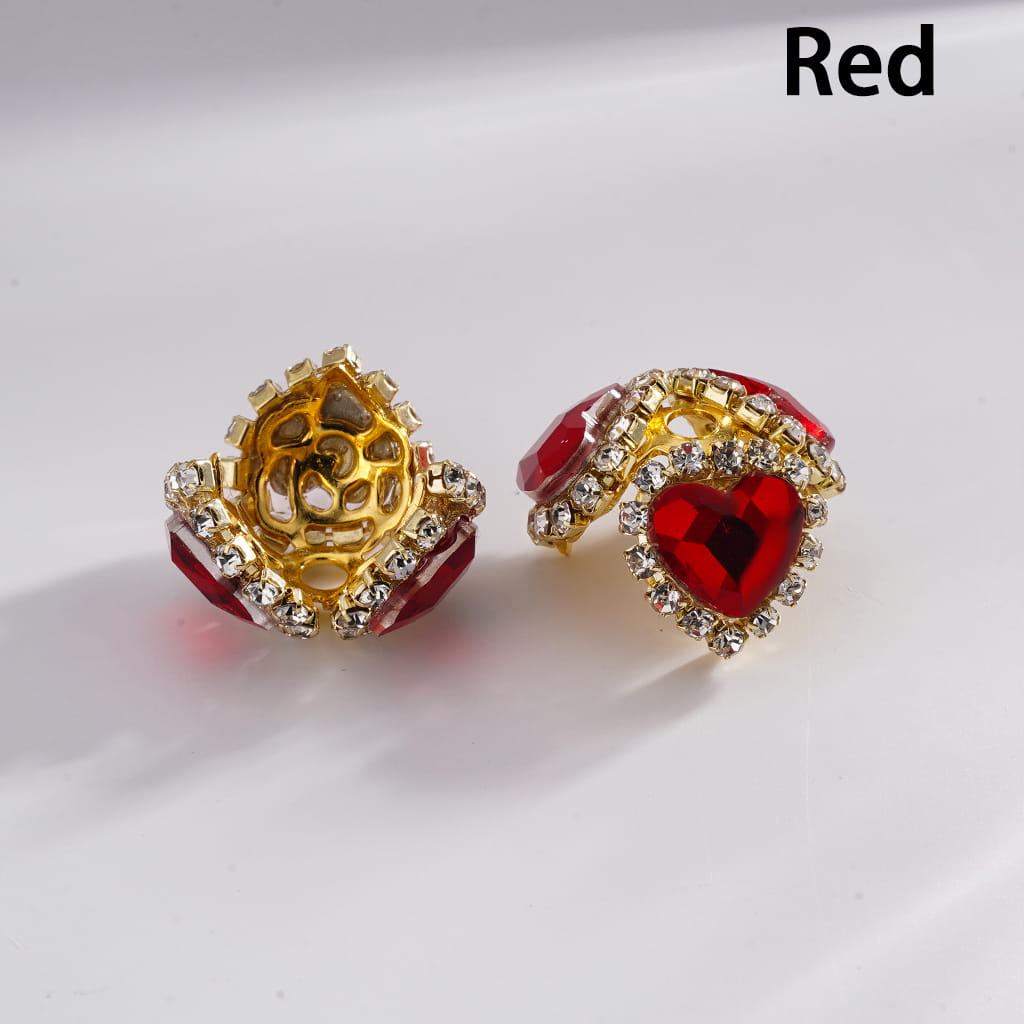 Multi-Color Heart Rhinestone Bead Cages with Clear Chain & Gold Caps Fits 16MM Beads