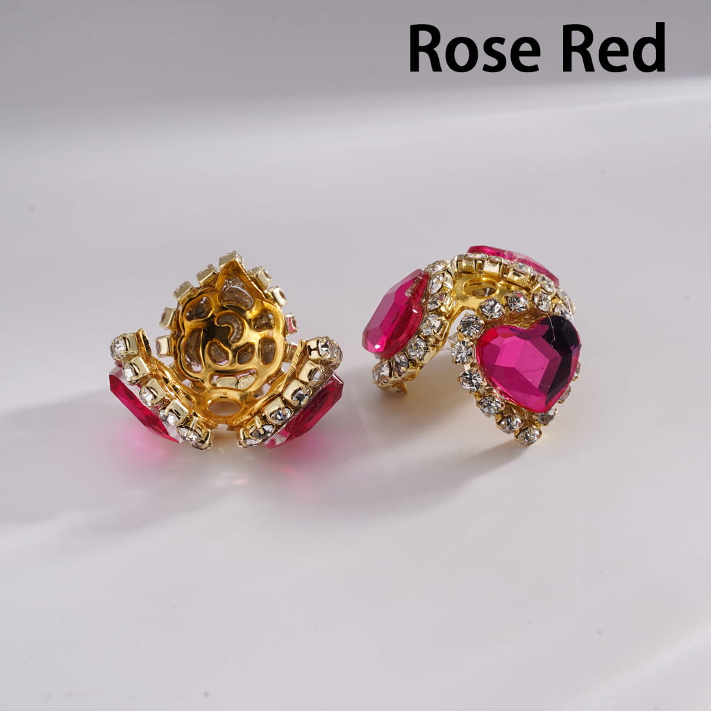 Multi-Color Heart Rhinestone Bead Cages with Clear Chain & Gold Caps Fits 16MM Beads