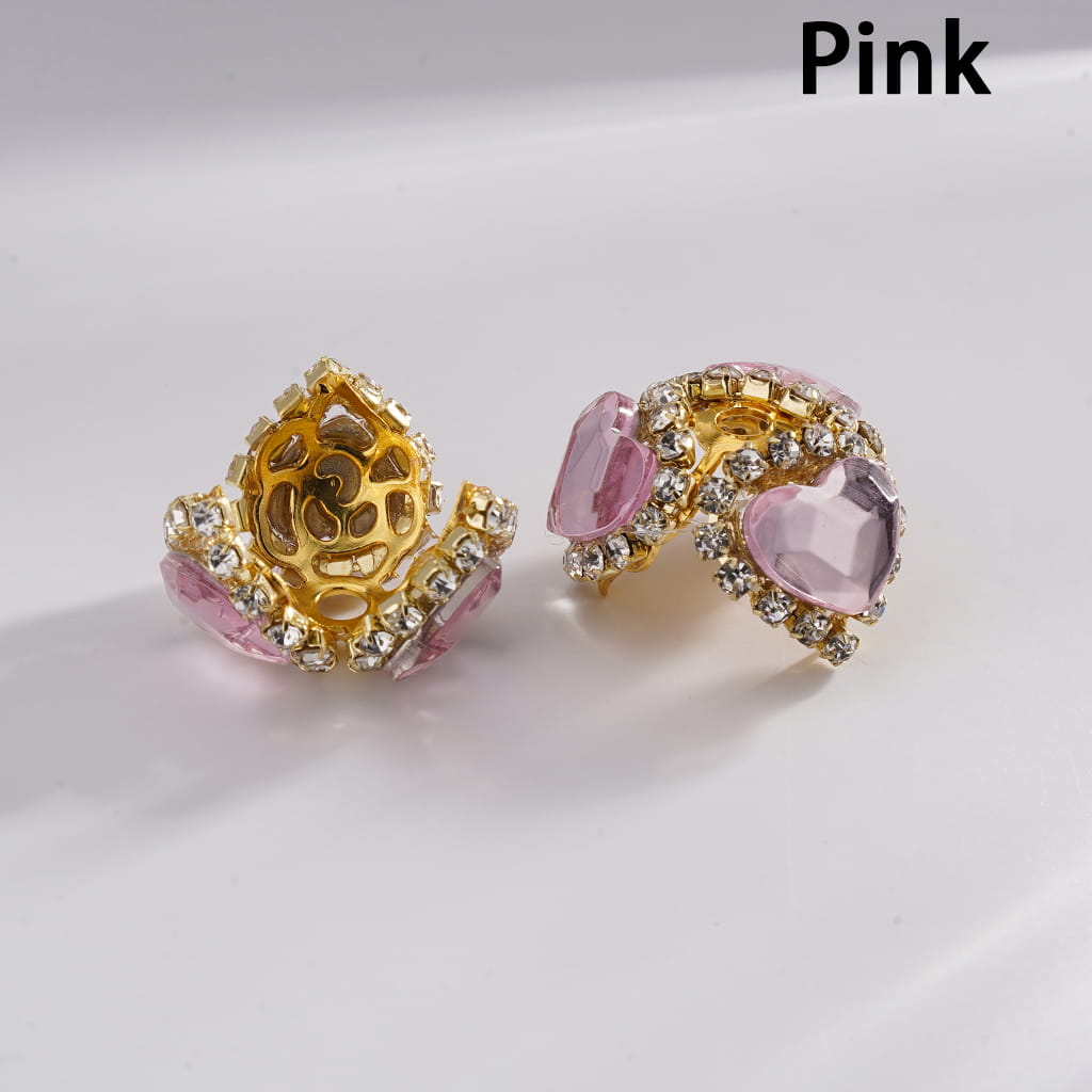 Multi-Color Heart Rhinestone Bead Cages with Clear Chain & Gold Caps Fits 16MM Beads