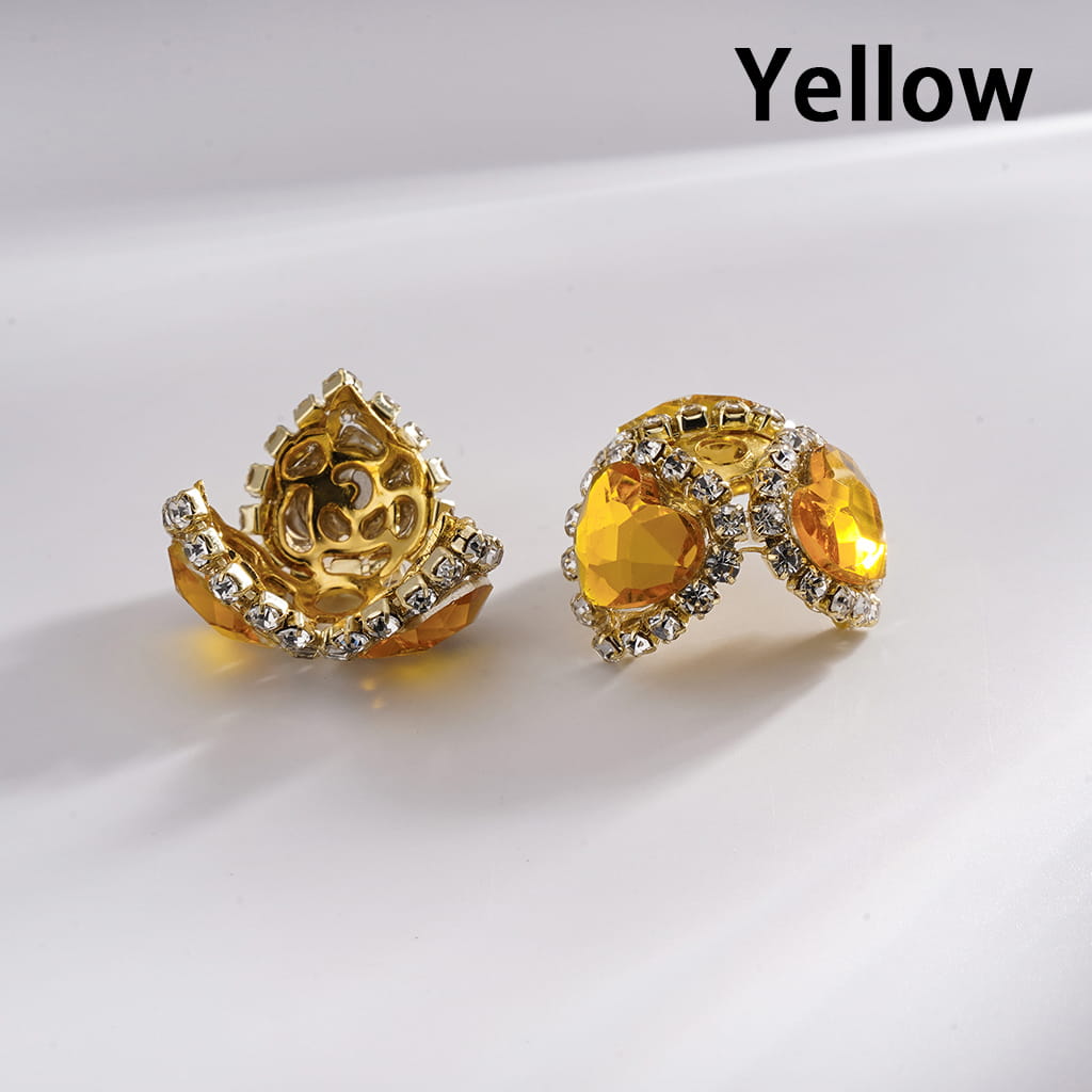 Multi-Color Heart Rhinestone Bead Cages with Clear Chain & Gold Caps Fits 16MM Beads