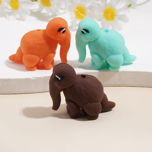 3D Adorable Cute Long-Trunk Elephant Design, Silicone Shaker Beads Assorted Colors, Random Mix