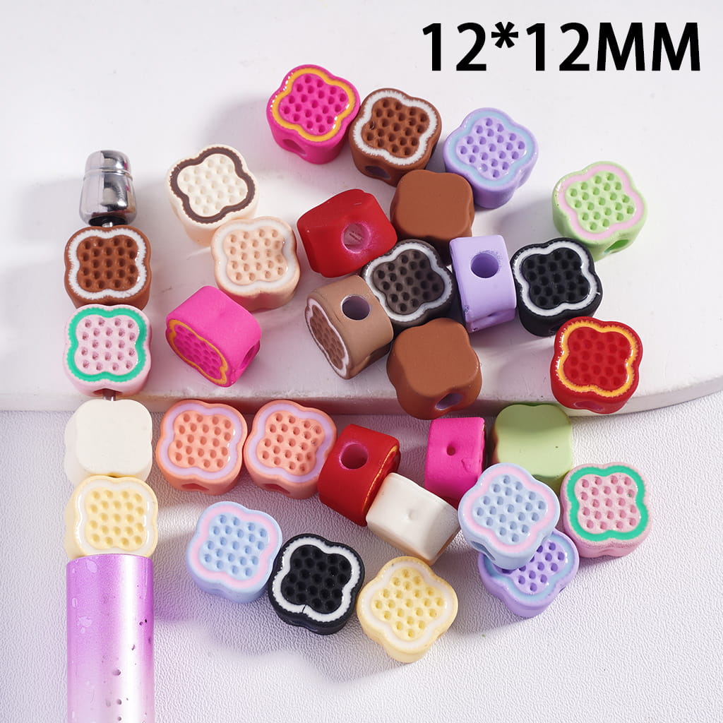 Multicolor Four‑Leaf Clover Flower Shape Acrylic Beads with Small Hole 12*12MM Random Mix