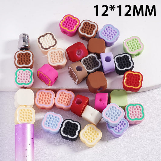 Multicolor Four‑Leaf Clover Flower Shape Acrylic Beads with Small Hole 12*12MM Random Mix