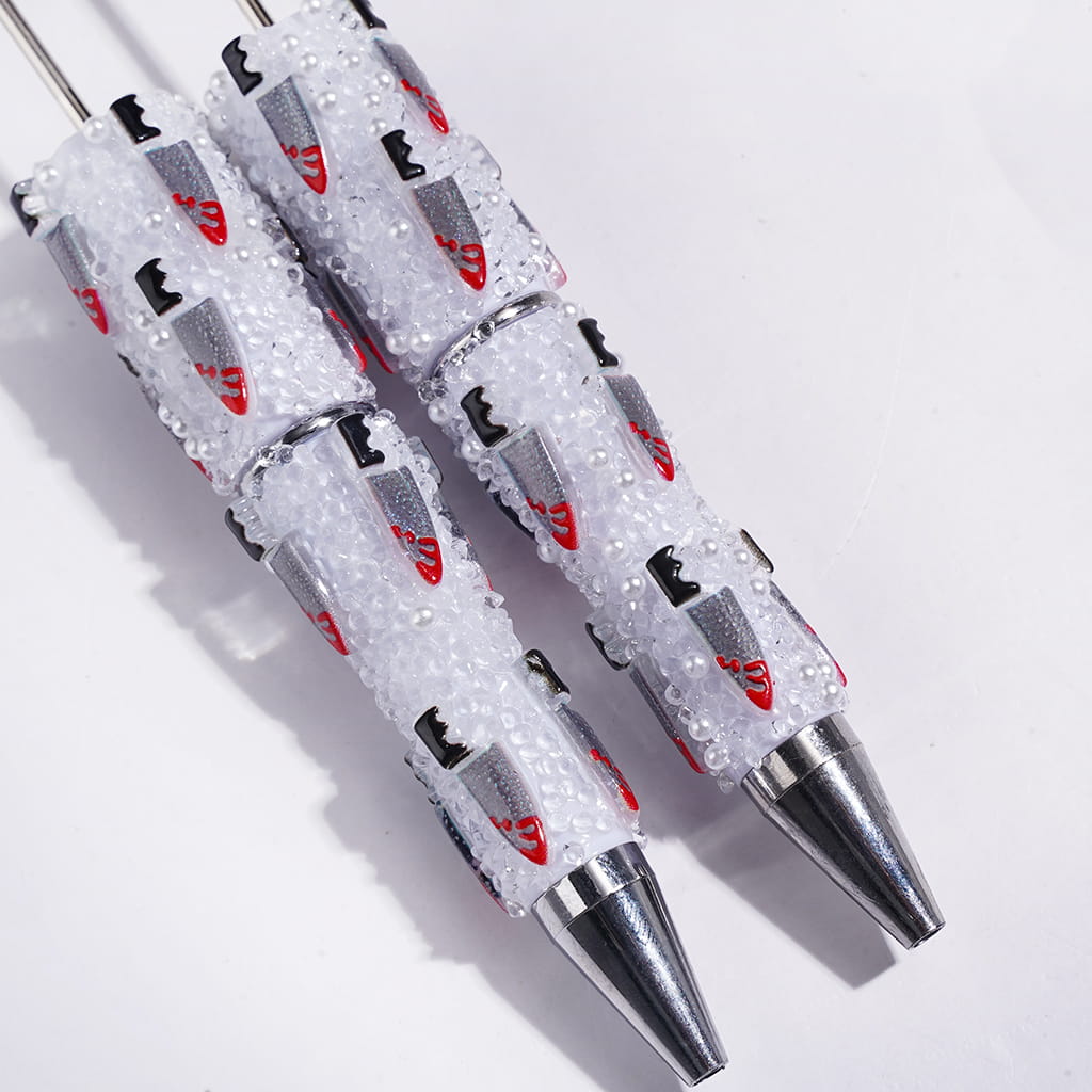 Spooky Knife Design with Red Liquid Detail, White Pearl & Clear Cone Rhinestone Beadable Sugar Pens