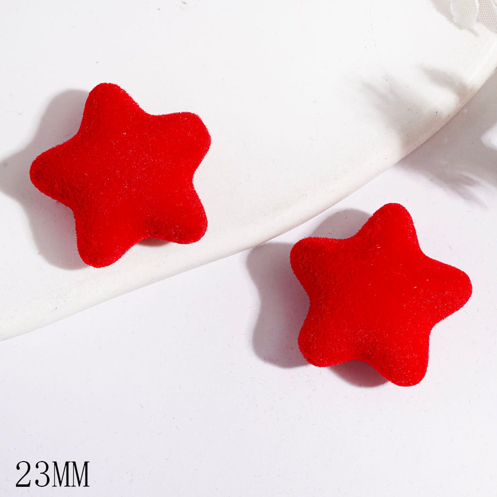 Five Pointed Star Acrylic Beads Flocked Fluffy Finish, 23MM, Multi-Color