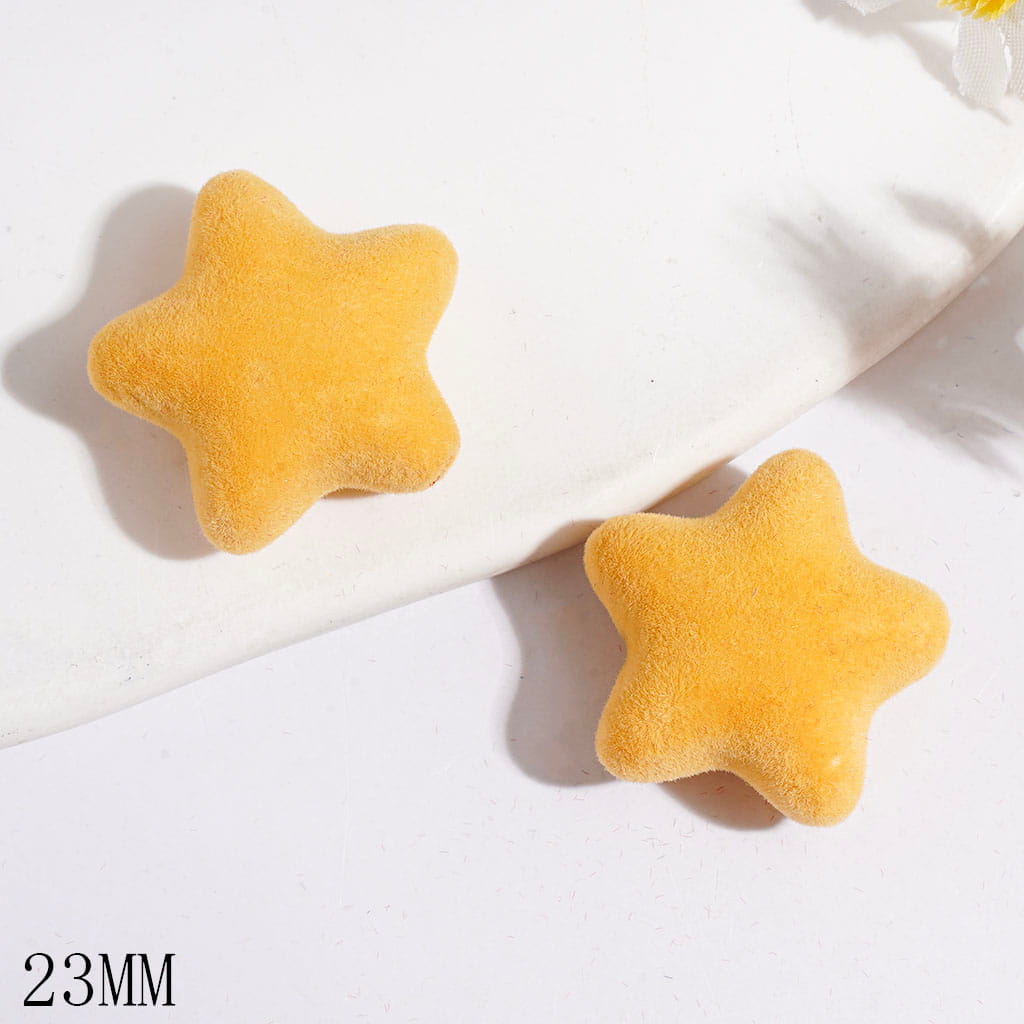 Five Pointed Star Acrylic Beads Flocked Fluffy Finish, 23MM, Multi-Color