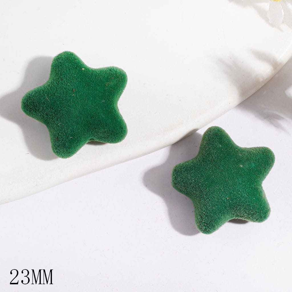 Five Pointed Star Acrylic Beads Flocked Fluffy Finish, 23MM, Multi-Color
