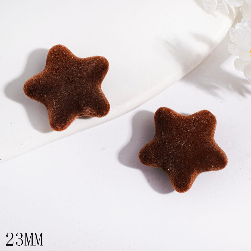 Five Pointed Star Acrylic Beads Flocked Fluffy Finish, 23MM, Multi-Color