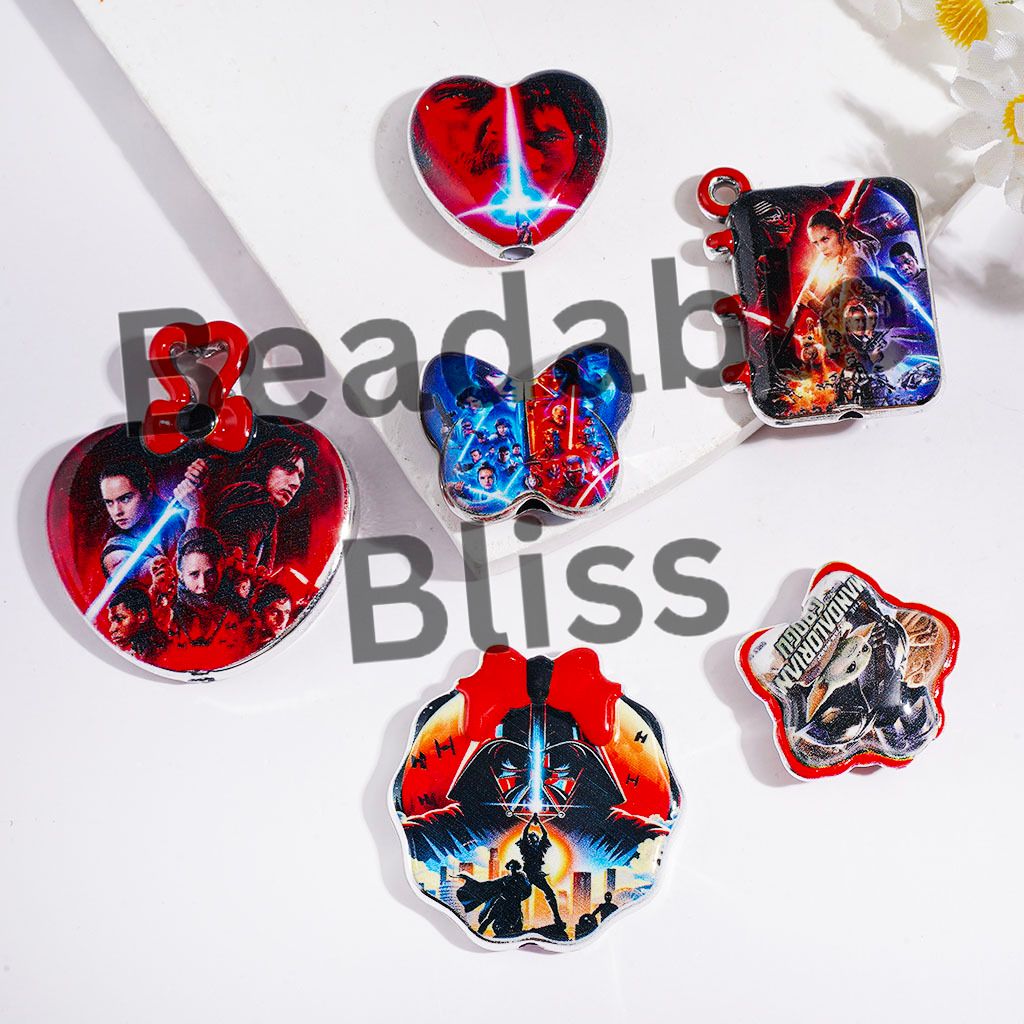 Acrylic Beads and Pendants with Space Saga Character Series, Random Mix