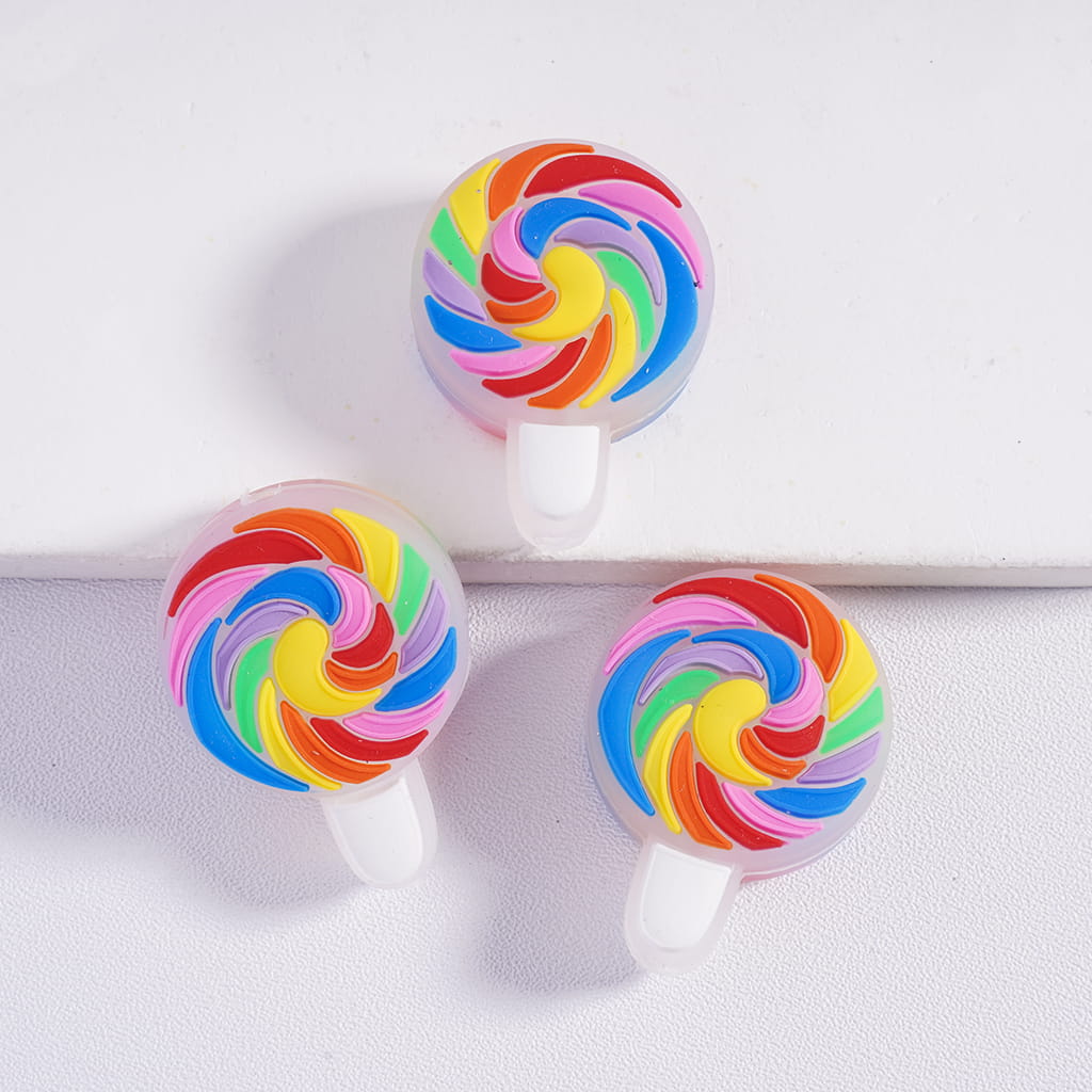 Swirl Tasty Lollipop Pink‑Red Iridescent Series Silicone Focal Beads