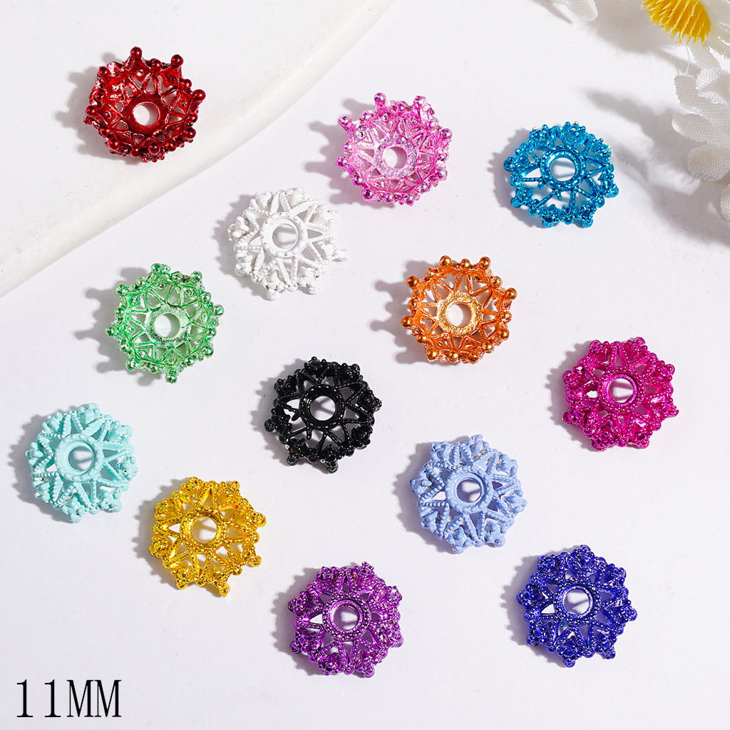 Alloy Bead Cages Hollowed Eight Pointed Star, Bead Cap, 11MM Multi-Color Random Mix (They Fit 10MM Beads)