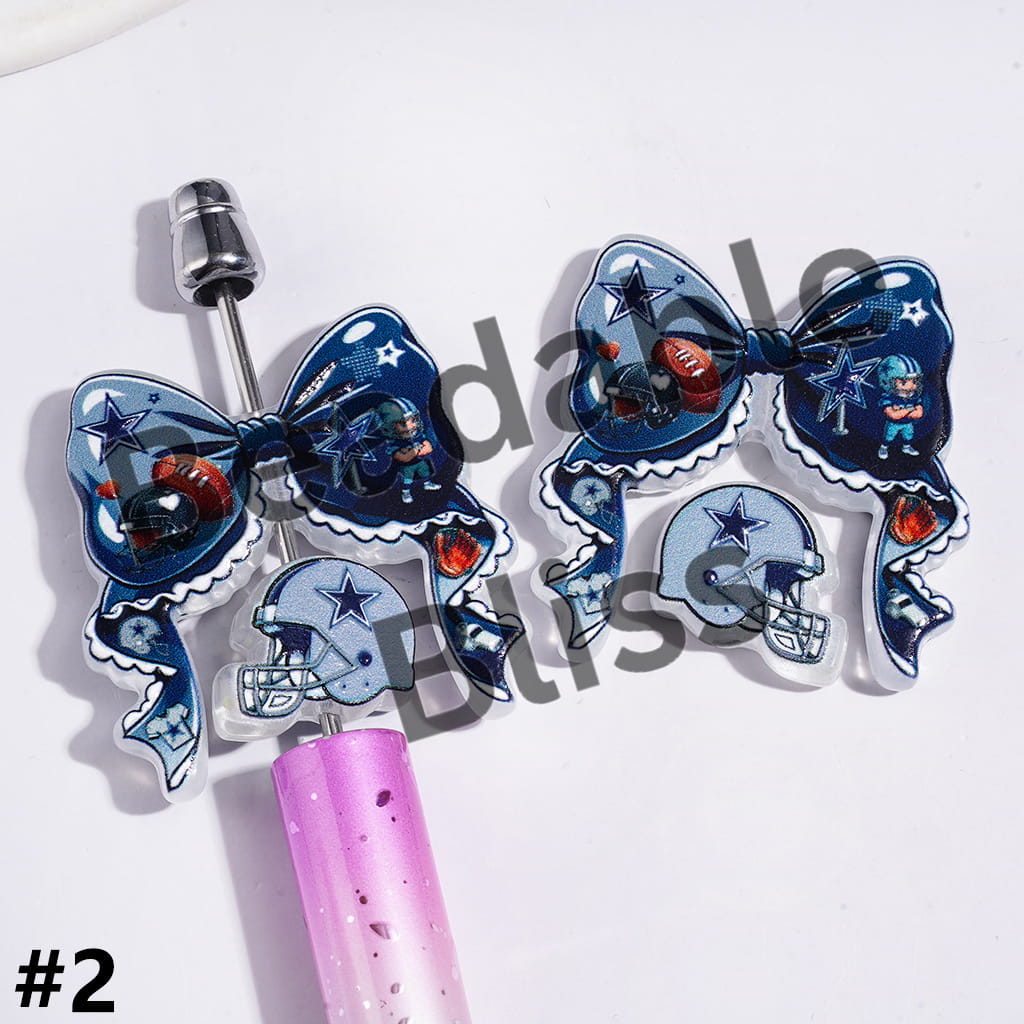 Acrylic Beads American Football Team Series, Bowtie Bowknot and Helmet Collection Set (Update Others Style Later)