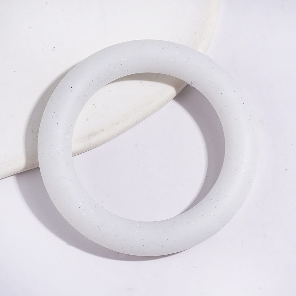Sparkling Glitter Circle Soft Round Silicone Focal Bead, Car Hanger Charm Loop, 65MM, Multi-Color