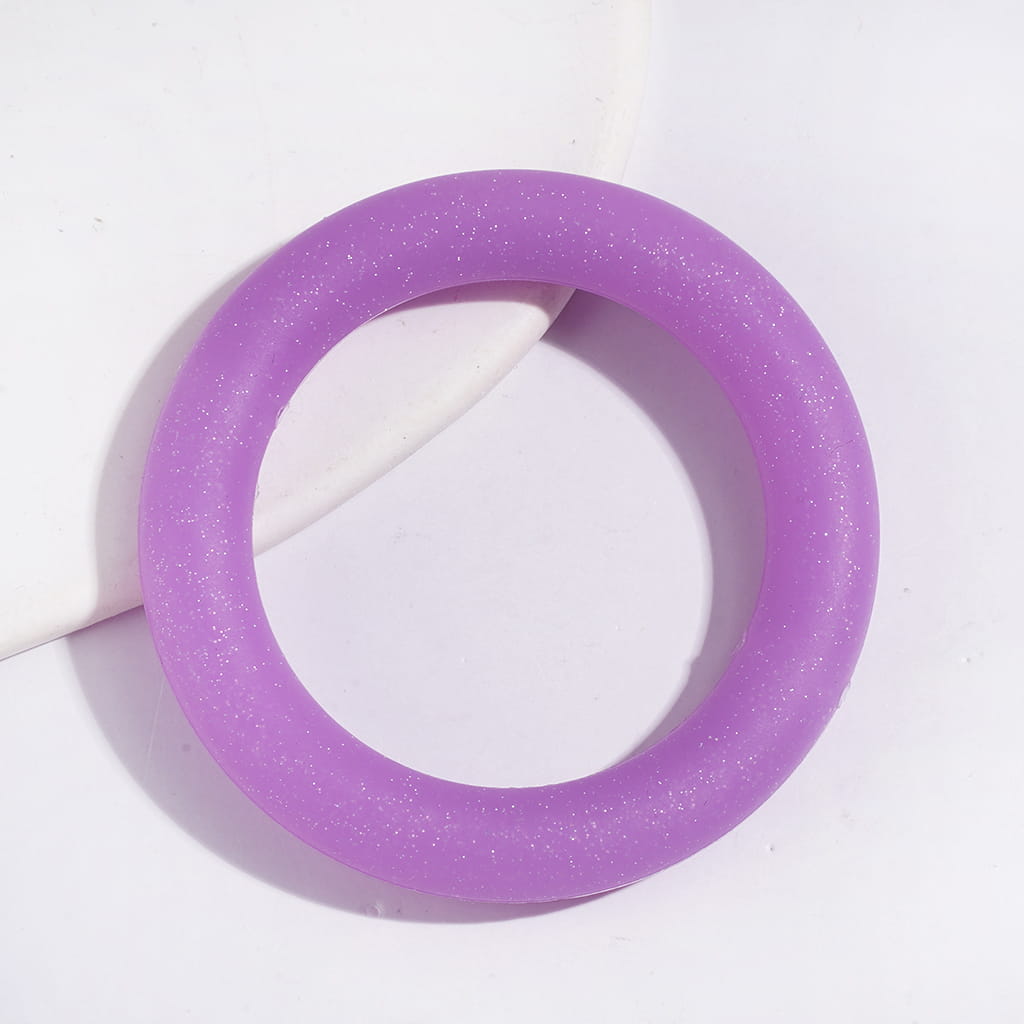 Sparkling Glitter Circle Soft Round Silicone Focal Bead, Car Hanger Charm Loop, 65MM, Multi-Color
