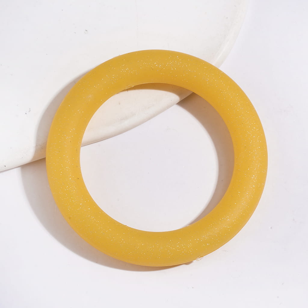 Sparkling Glitter Circle Soft Round Silicone Focal Bead, Car Hanger Charm Loop, 65MM, Multi-Color