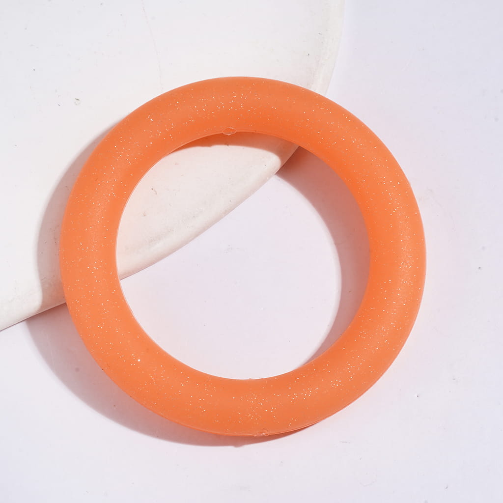 Sparkling Glitter Circle Soft Round Silicone Focal Bead, Car Hanger Charm Loop, 65MM, Multi-Color