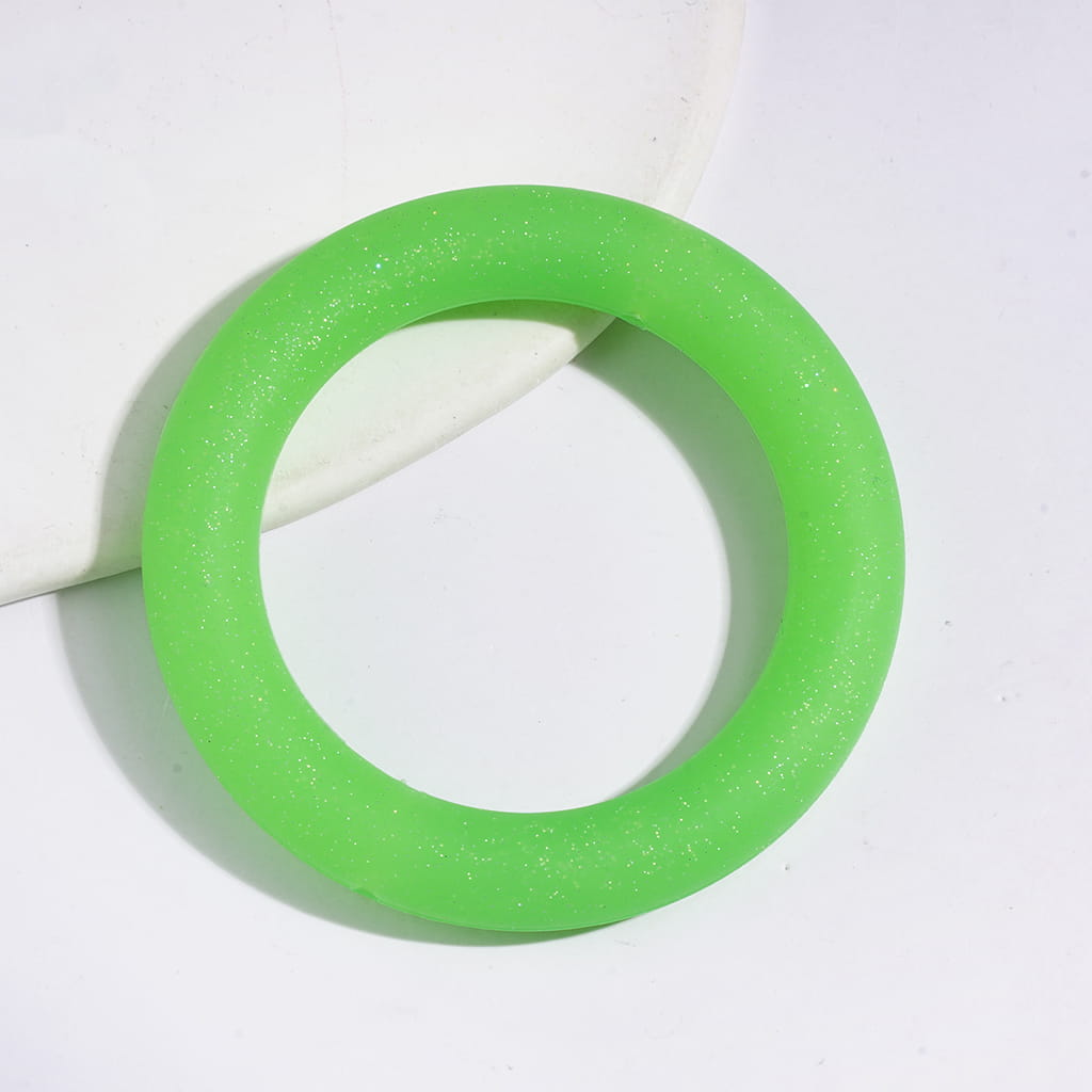 Sparkling Glitter Circle Soft Round Silicone Focal Bead, Car Hanger Charm Loop, 65MM, Multi-Color