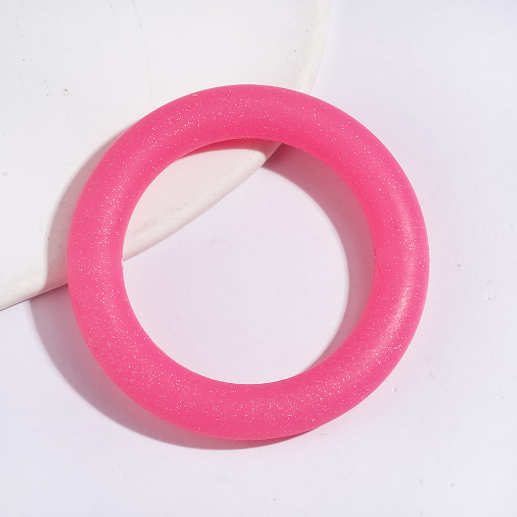 Sparkling Glitter Circle Soft Round Silicone Focal Bead, Car Hanger Charm Loop, 65MM, Multi-Color