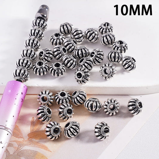 Gun Black Lantern Shape Round Alloy Beads 10 mm
