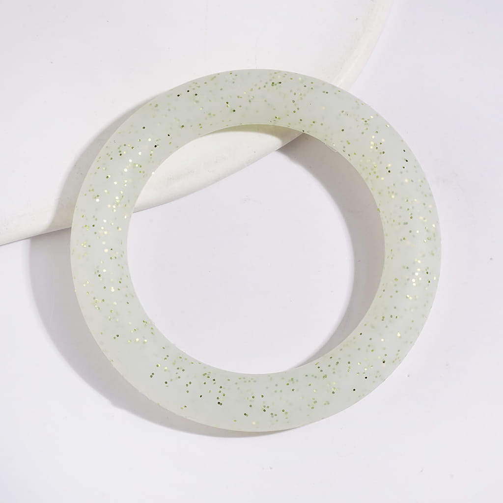 Sparkling Glitter Circle Soft Round Silicone Focal Bead, Car Hanger Charm Loop, 65MM, Multi-Color