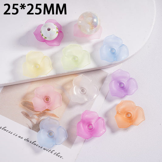 Bead Cages with Three-Petaled Flower, Acrylic Bead Cap (They Fit 16MM Beads), 25*25MM, Random Mix