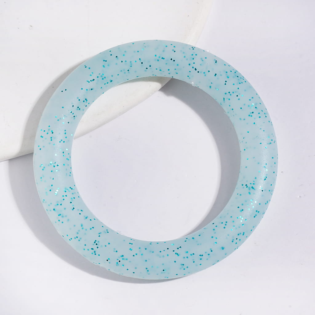 Sparkling Glitter Circle Soft Round Silicone Focal Bead, Car Hanger Charm Loop, 65MM, Multi-Color