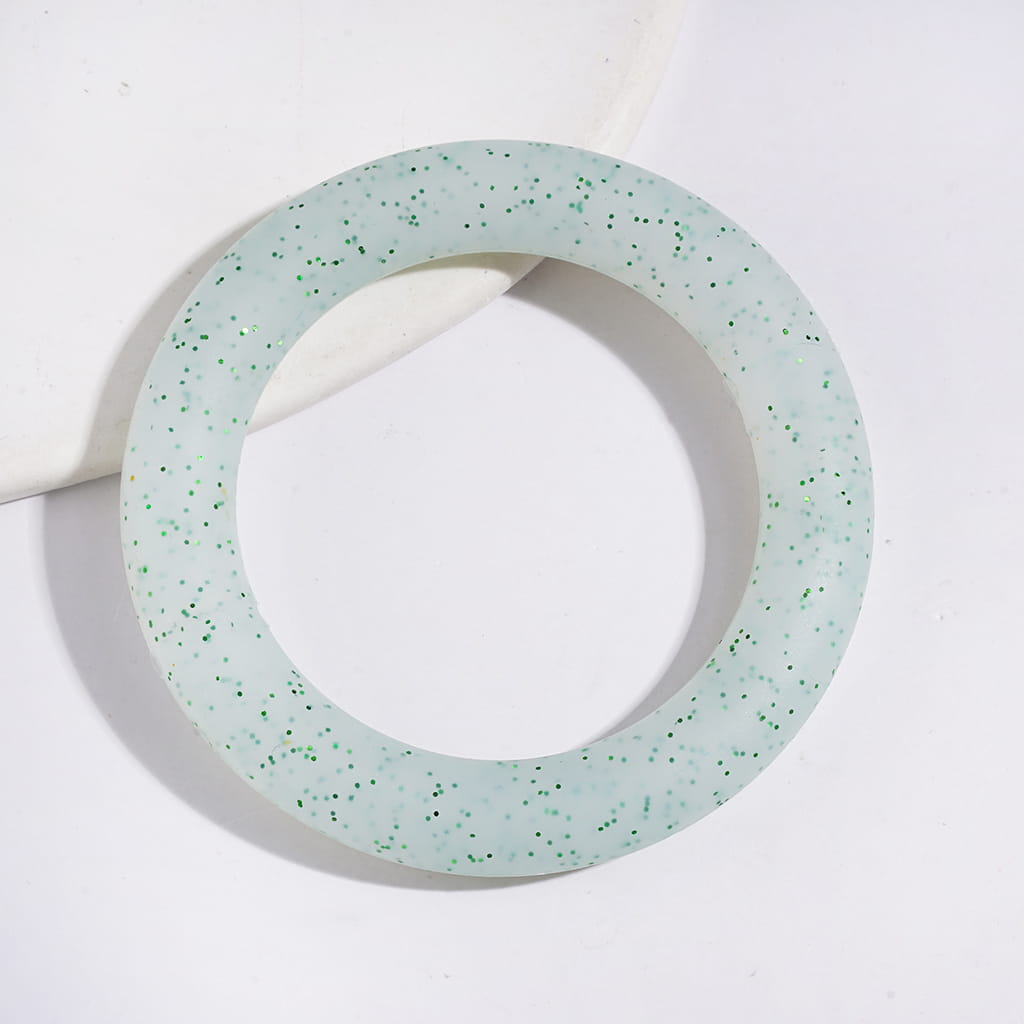 Sparkling Glitter Circle Soft Round Silicone Focal Bead, Car Hanger Charm Loop, 65MM, Multi-Color
