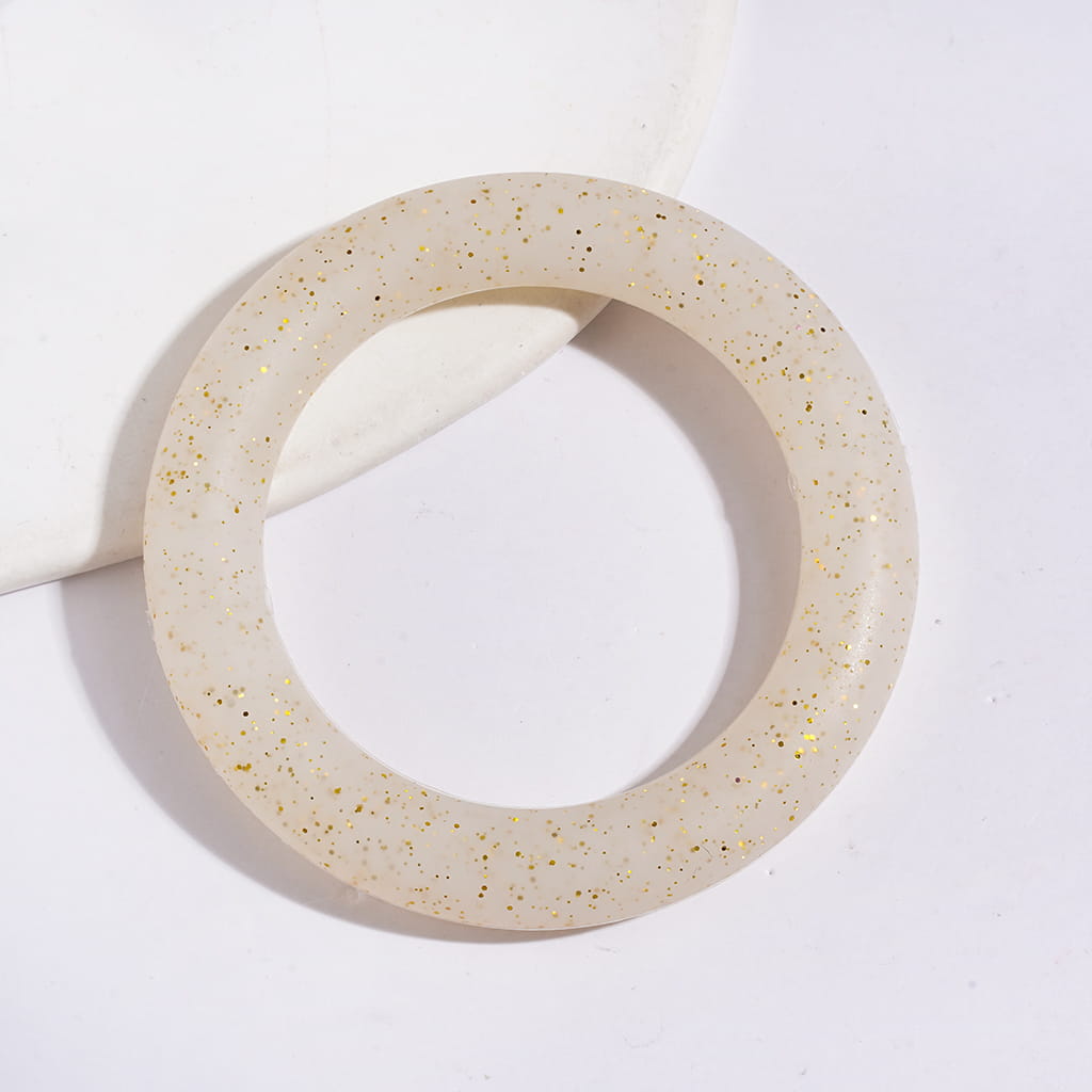 Sparkling Glitter Circle Soft Round Silicone Focal Bead, Car Hanger Charm Loop, 65MM, Multi-Color
