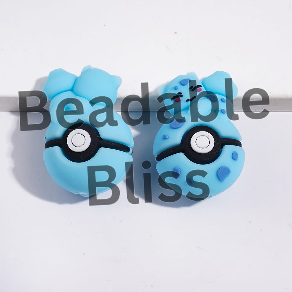 3D Cute Cat Elf Lying on Magic Ball Silicone Focal Beads, 20*30MM Multi-Color