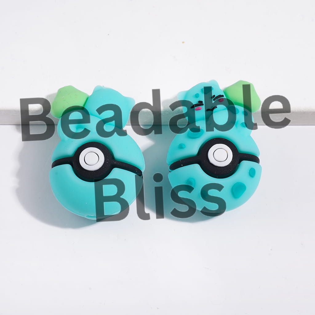 3D Cute Cat Elf Lying on Magic Ball Silicone Focal Beads, 20*30MM Multi-Color