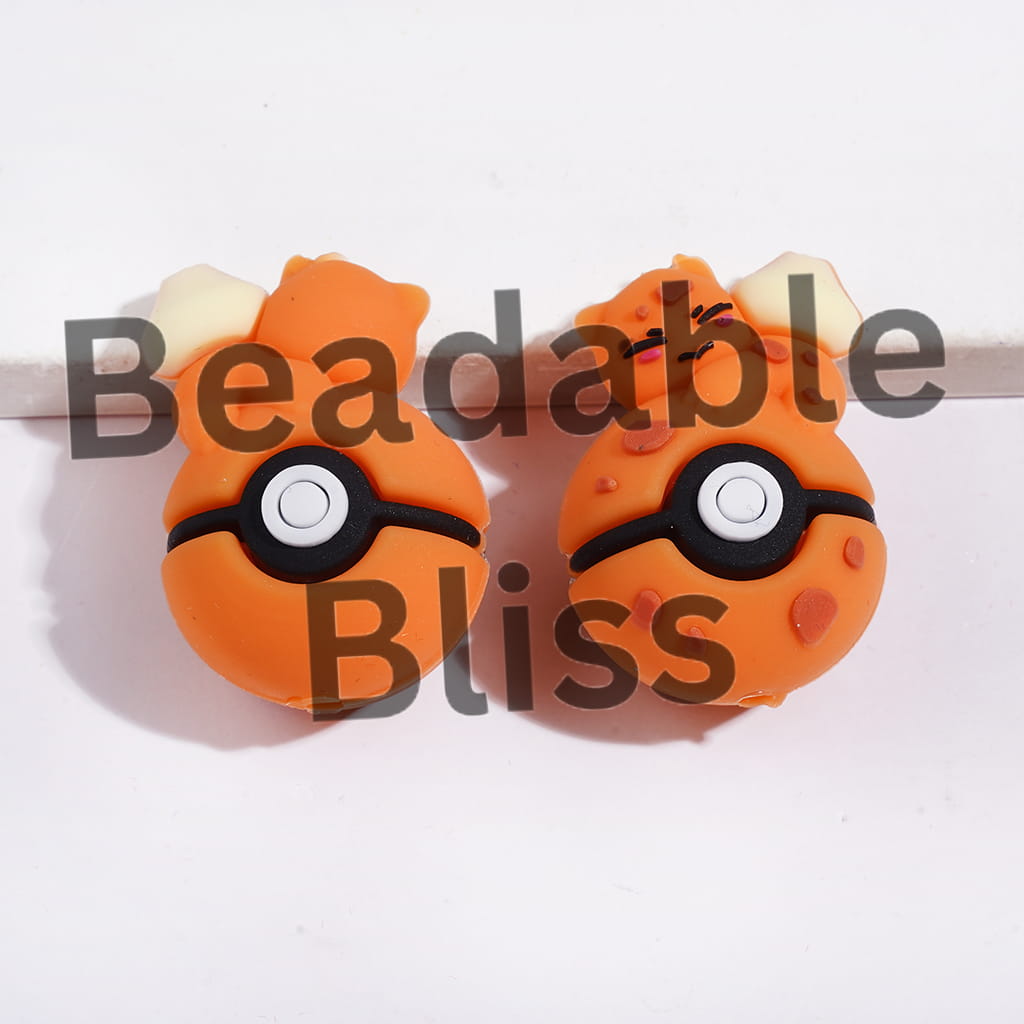 3D Cute Cat Elf Lying on Magic Ball Silicone Focal Beads, 20*30MM Multi-Color