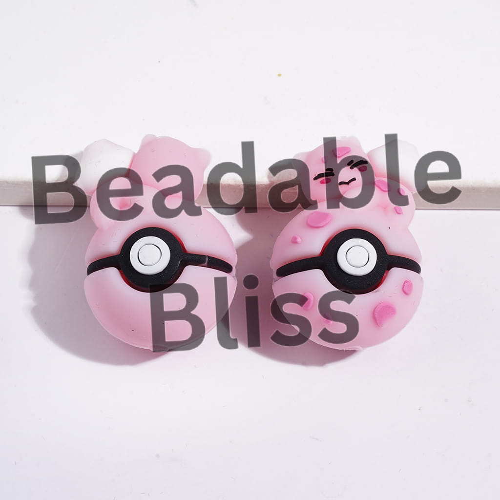 3D Cute Cat Elf Lying on Magic Ball Silicone Focal Beads, 20*30MM Multi-Color