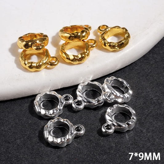 Elegant Wavy Loop Texture Alloy Bail Beads for DIY Jewelry Accessories, 7*9MM, Silver & Gold